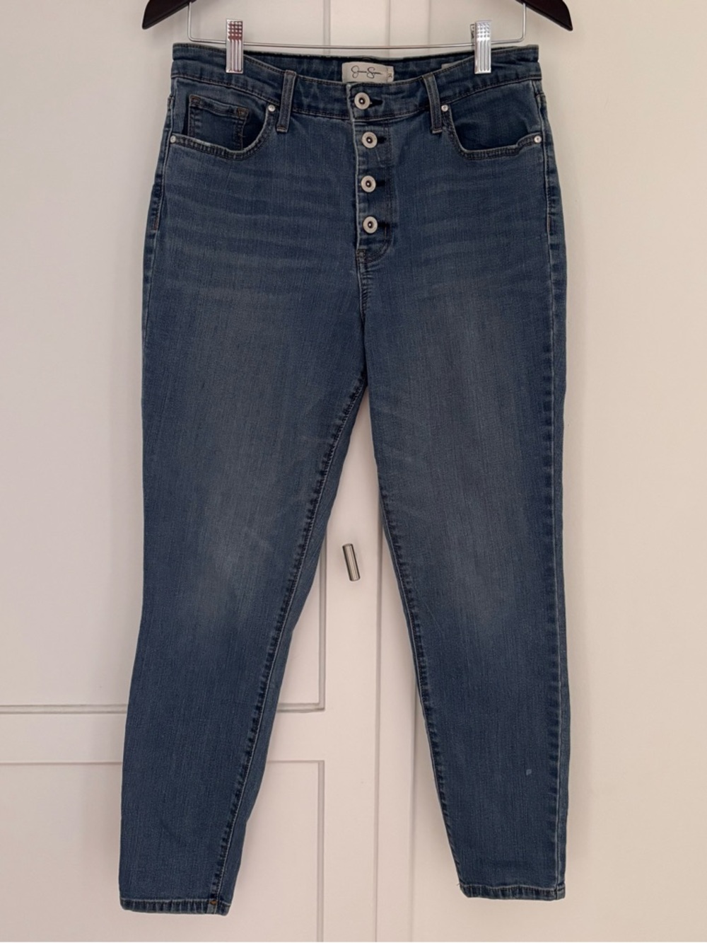 Jessica Simpson Adore High-Rise Button-Fly Jeans - Medium Blue Wash